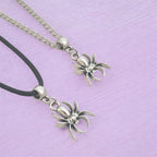 Spider Charm Necklace Silver Plated Or Waxed Cord Variable Lengths, Gift Packaged, Spooky Halloween Gift