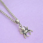 Spider Charm Necklace Silver Plated Or Waxed Cord Variable Lengths, Gift Packaged, Spooky Halloween Gift