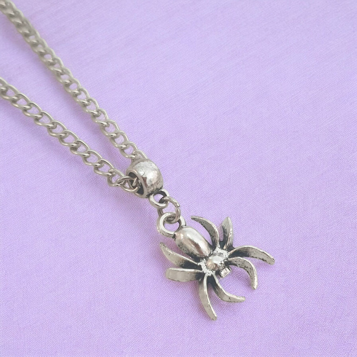 Spider Charm Necklace Silver Plated Or Waxed Cord Variable Lengths, Gift Packaged, Spooky Halloween Gift