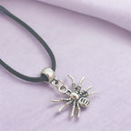 Spider Charm Necklace Silver Plated Or Waxed Cord Variable Lengths, Gift Packaged, Spooky Halloween Gift