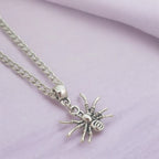 Spider Charm Necklace Silver Plated Or Waxed Cord Variable Lengths, Gift Packaged, Spooky Halloween Gift