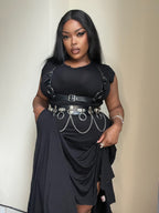 Necessary Evil Evaki Gothic Hi-Low Dress - Bat Wing Hem with Pockets UK Made