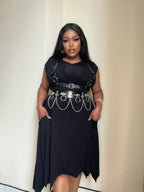 Necessary Evil Evaki Gothic Hi-Low Dress - Bat Wing Hem with Pockets UK Made