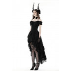 Dark In Love Lilinoe Goth Dress - Off Shoulder Lace-Up Back