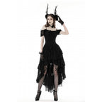 Dark In Love Lilinoe Goth Dress - Off Shoulder Lace-Up Back