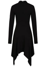 Necessary Evil Kali Gothic Handkerchief Hem Midi Dress - Long Sleeve Black