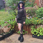 Necessary Evil Anahita Sheer Gothic Black Mesh Layer Dress - UK Made