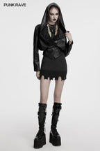 Punk Rave Nyx Hooded Faux Leather Jacket
