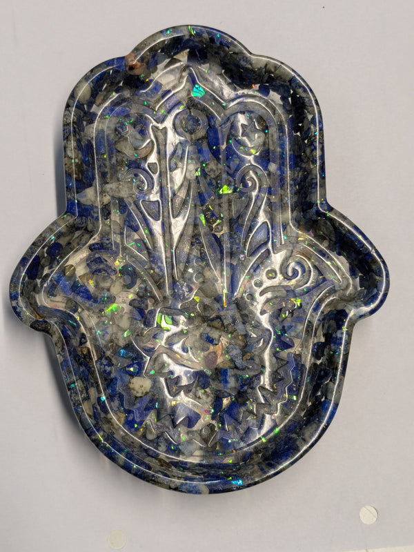 Resin Lapis Lazuli Hamsa Hand Dish