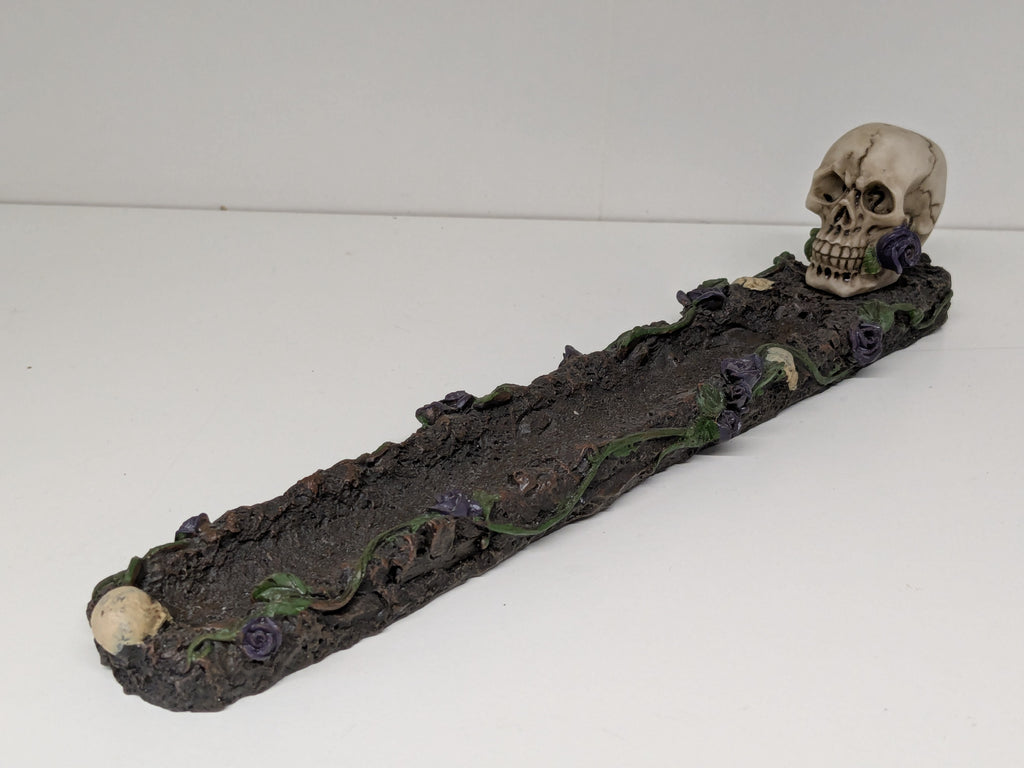 Skull & Purple Rose Incense Stick Holder
