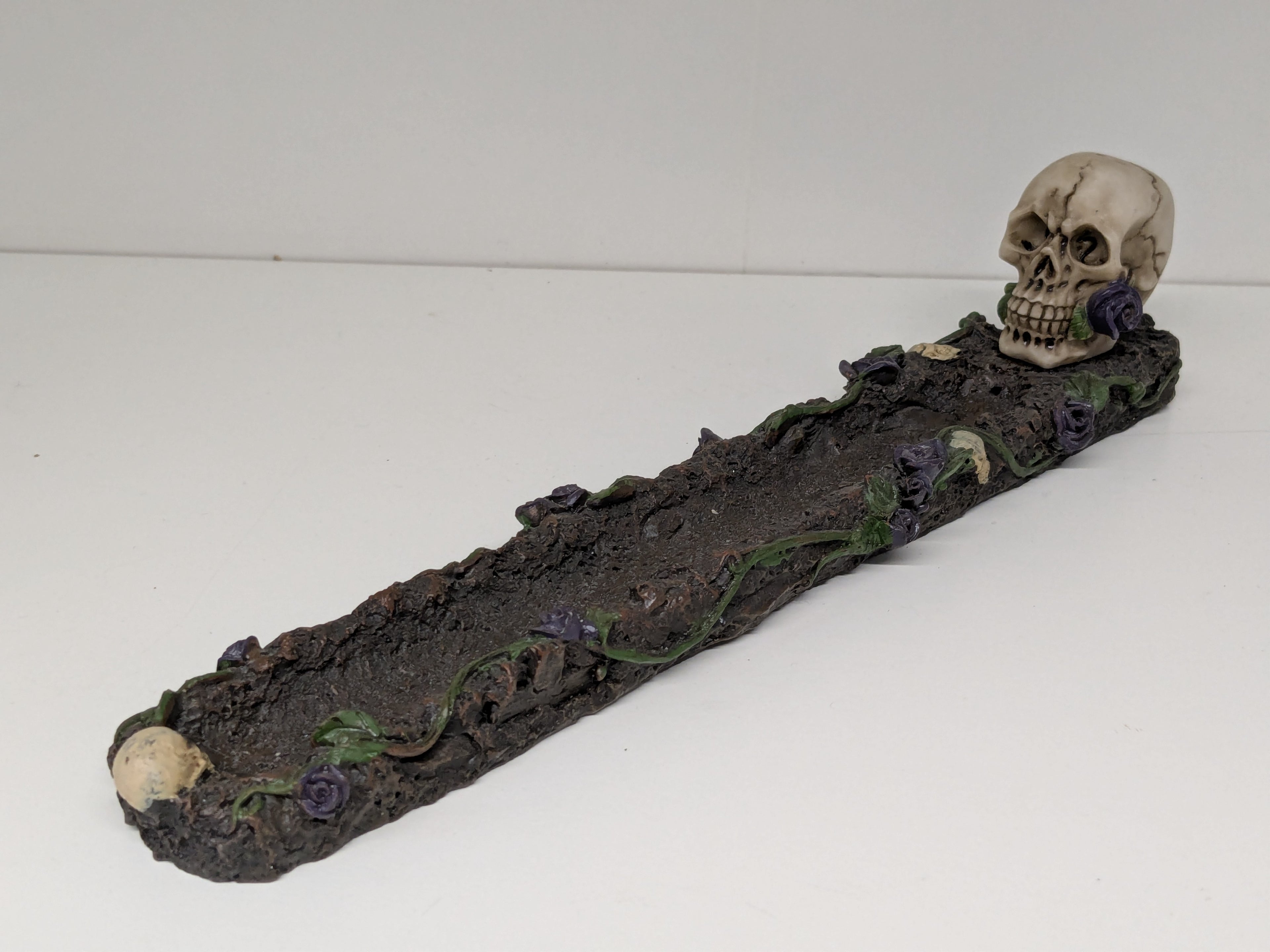 Skull & Purple Rose Incense Stick Holder