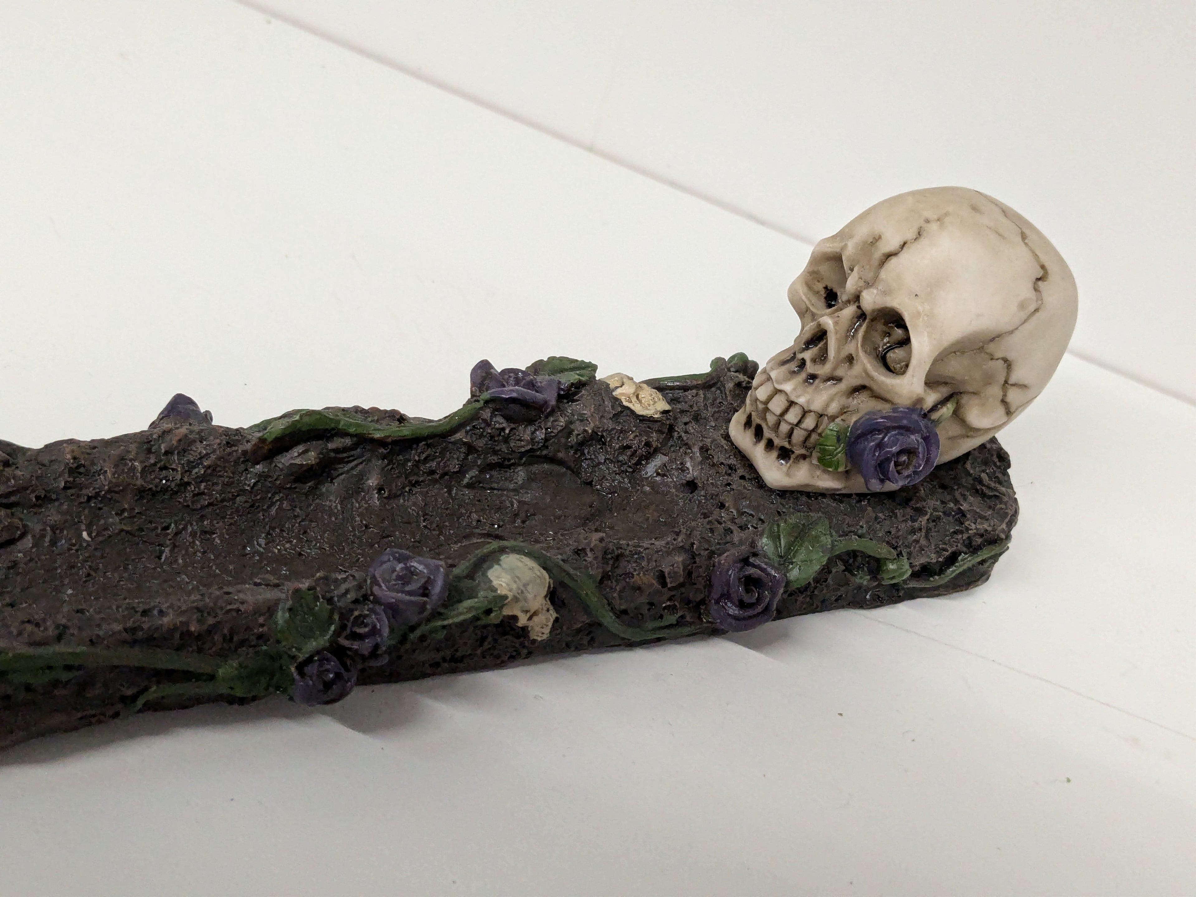 Skull & Purple Rose Incense Stick Holder