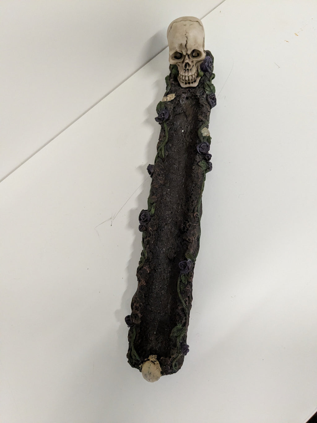 Skull & Purple Rose Incense Stick Holder