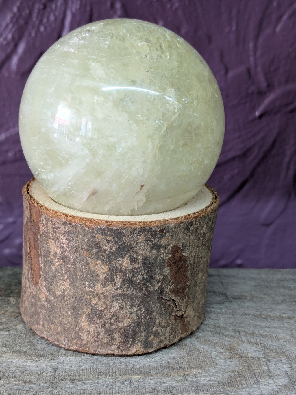 Citrine Crystal Sphere – 58mm 284g | One of a Kind with Wooden Stand