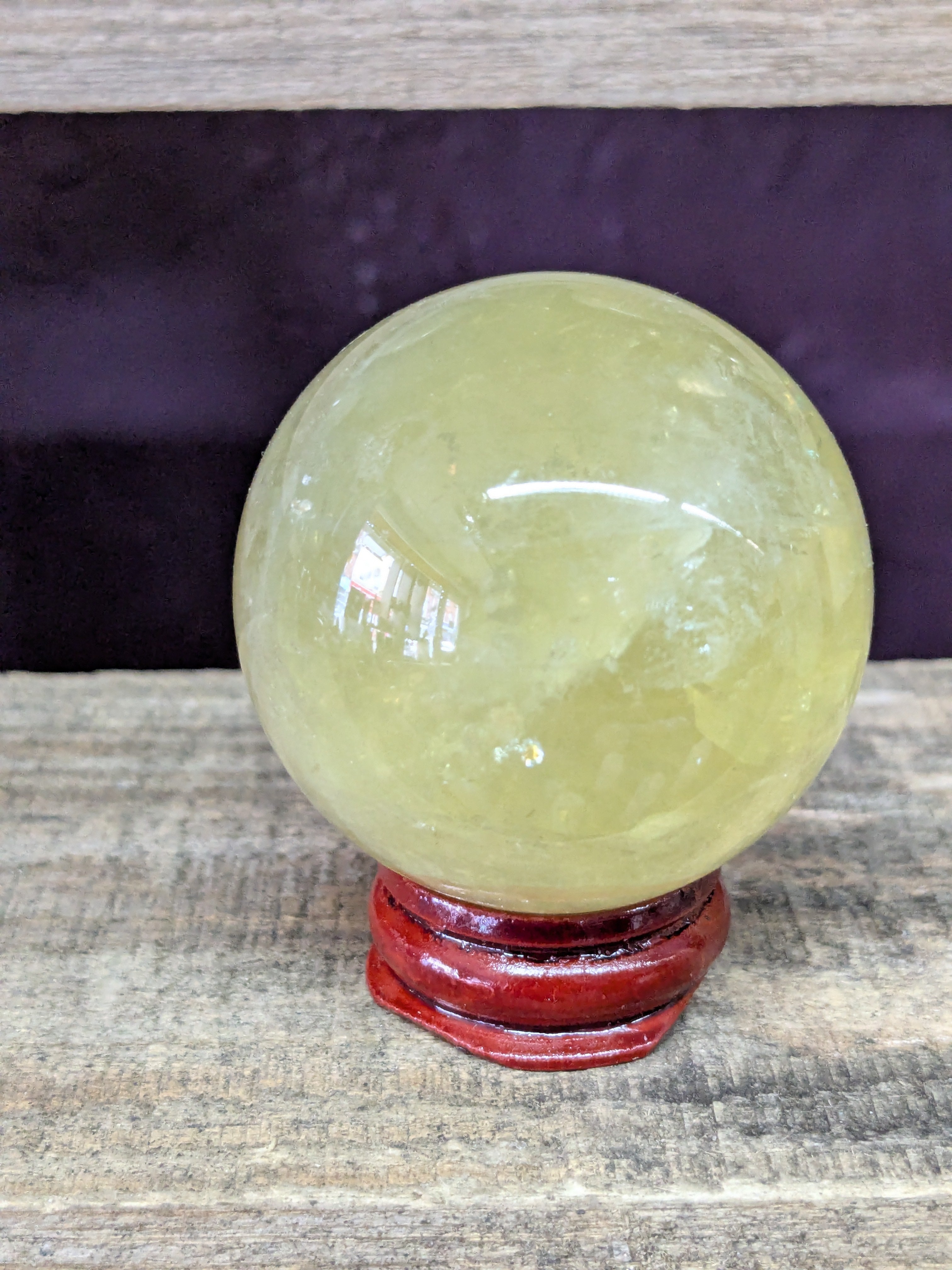 Citrine Crystal Sphere – 48mm 162g | One of a Kind with Wooden Stand
