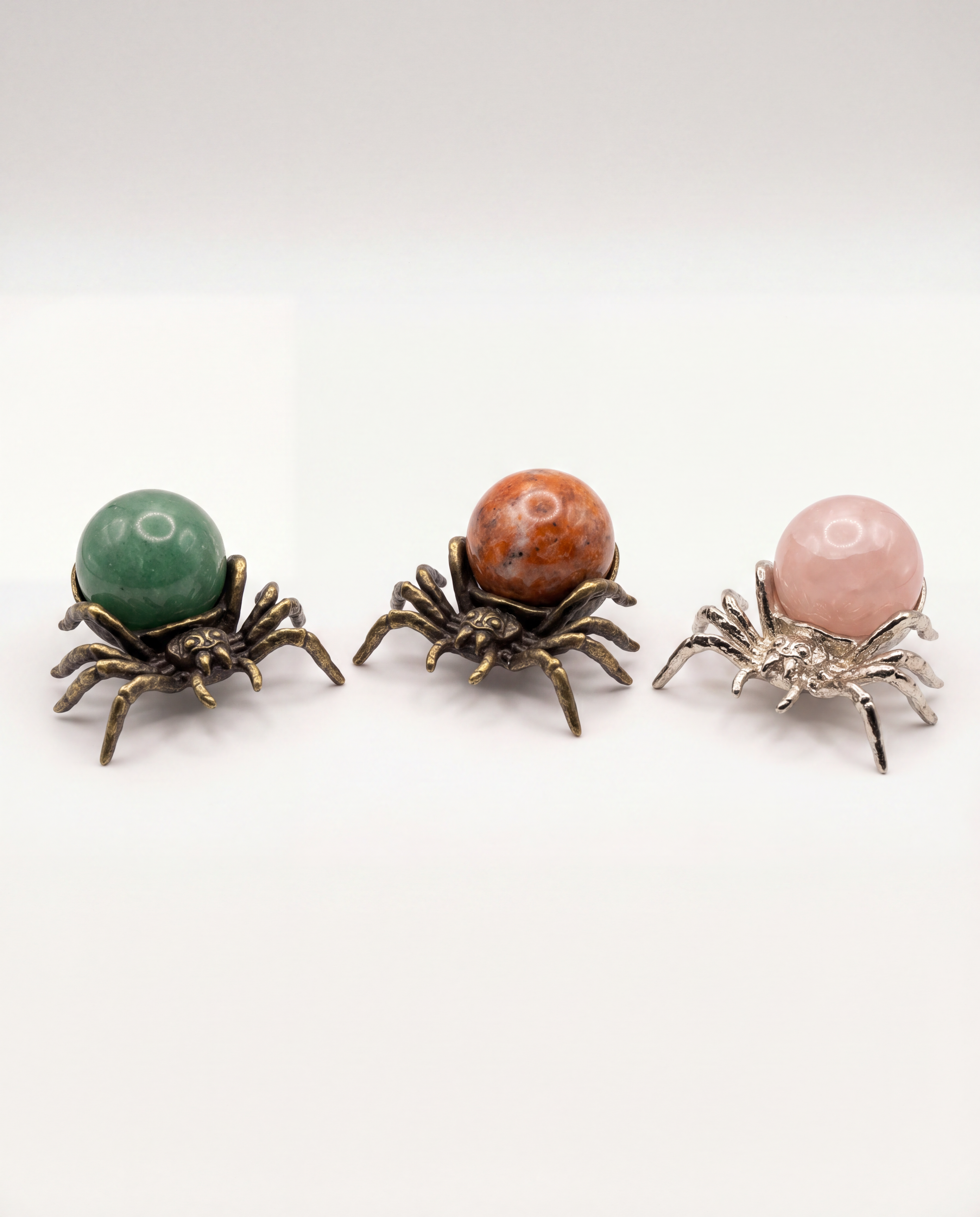 Crystal Sphere Spider – Rose Quartz, Sunstone