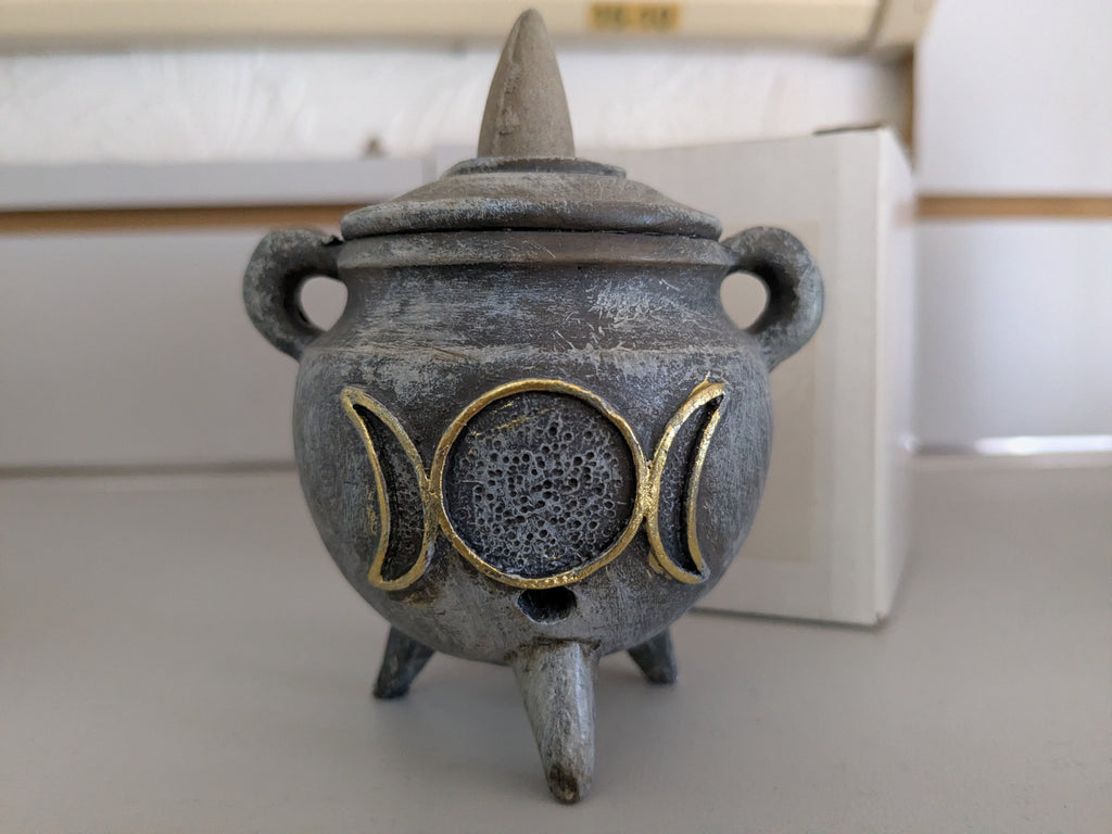 Triple Moon Cauldron Backflow Incense Burner