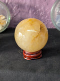 Golden Healer Quartz Crystal Sphere – 50mm 175g | One of a Kind with Wooden Stand