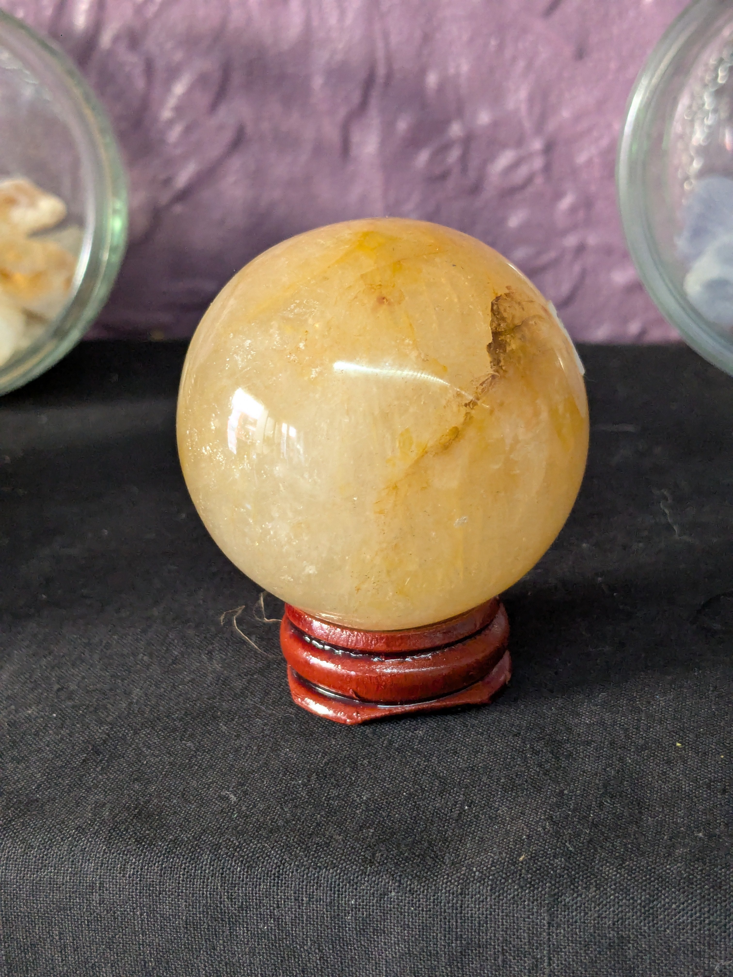 Golden Healer Quartz Crystal Sphere – 50mm 175g | One of a Kind with Wooden Stand