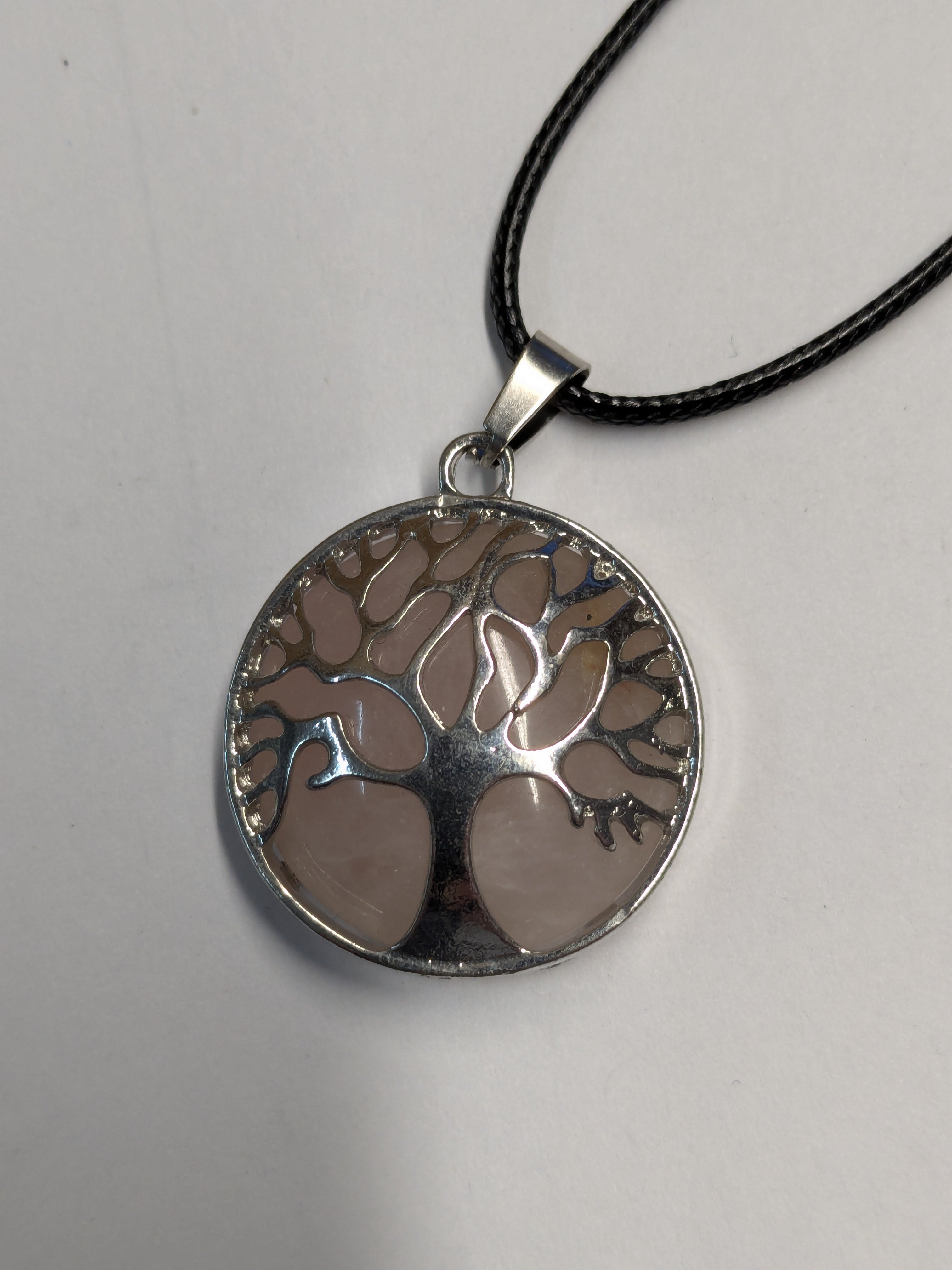 Rose Quartz Tree of Life Pendant Necklace
