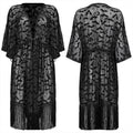 Punk Rave Bat Moon Velvet Flocked Kimono