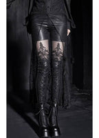 Punk Rave Macbeth Gothic Leggings - Mesh Panel & Corset Lace Detail
