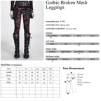 Punk Rave Gothalyptic Lara Leggings - Distressed Gothic Mesh Red Splatter Black