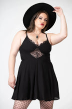 Killstar Sacralgia Lace Insert Black A-Line Dress