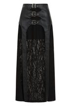Banned Apparel Velkyn Faux Leather & Knit Panel Skirt in Black
