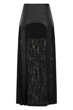 Banned Apparel Velkyn Faux Leather & Knit Panel Skirt in Black