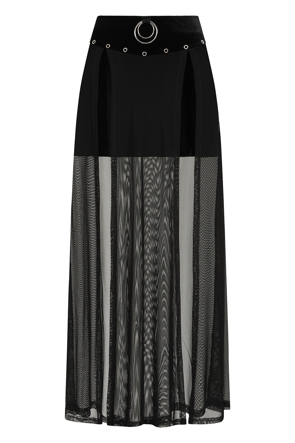 Banned Apparel Obsidian Sheer Mesh Split Skirt in Black