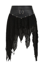 Banned Apparel Luxor Faux Leather & Jagged Knit Skirt in Black