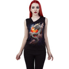 SUN DRAGON - Gathered Shoulder Slant Vest Black