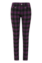Banned Apparel Forever Yours Low-Rise Skinny Tartan Trousers in Purple