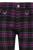 Banned Apparel Forever Yours Low-Rise Skinny Tartan Trousers in Purple