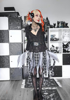 Dark in Love Ruptured Lace-Up Goth Shirt - D-Ring Hardware & Handkerchief Hem