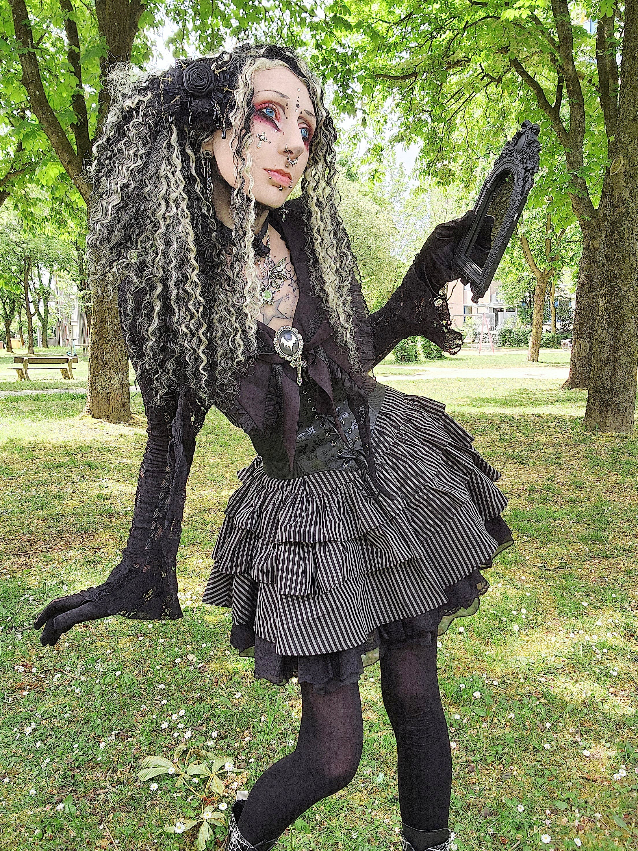 Dark in Love Vintage Striped Ruffle Tier Dress