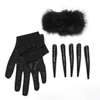 Punk Rave Fluffy Goth Claw Gloves
