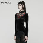 Punk Rave Belladonna Demon’s Hand Velvet T-Shirt in Red