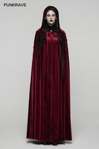 Punk Rave Seraphiel Gothic Velvet Cloak – Blood Red