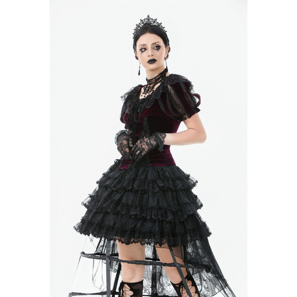 Dark in Love Isolde Velvet & Lace Puff Sleeve Bolero