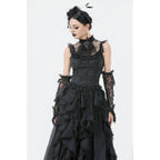 Dark in Love Seraphina Ruched Lace Goth Blouse in Black