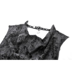 Dark in Love Shredded Butterfly Print Halter Goth Top In Grey