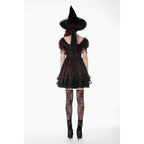 Dark in Love Burgundy & Black Lace Princess Dress with Stars Lace
