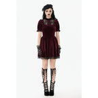 Dark in Love Ophelia Lace Collar Burgundy Velvet Goth Dress