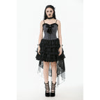 Dark in Love Belladonna Tiered Lace High-Low Goth Skirt in Black