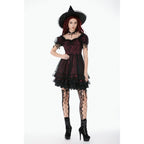 Dark in Love Burgundy & Black Lace Princess Dress with Stars Lace