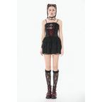 Dark in Love Crimson Shadow Layered Lace Cake Dress