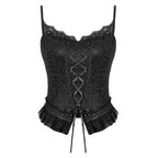 Dark in Love Black Lace Court Lace-Up Camisole
