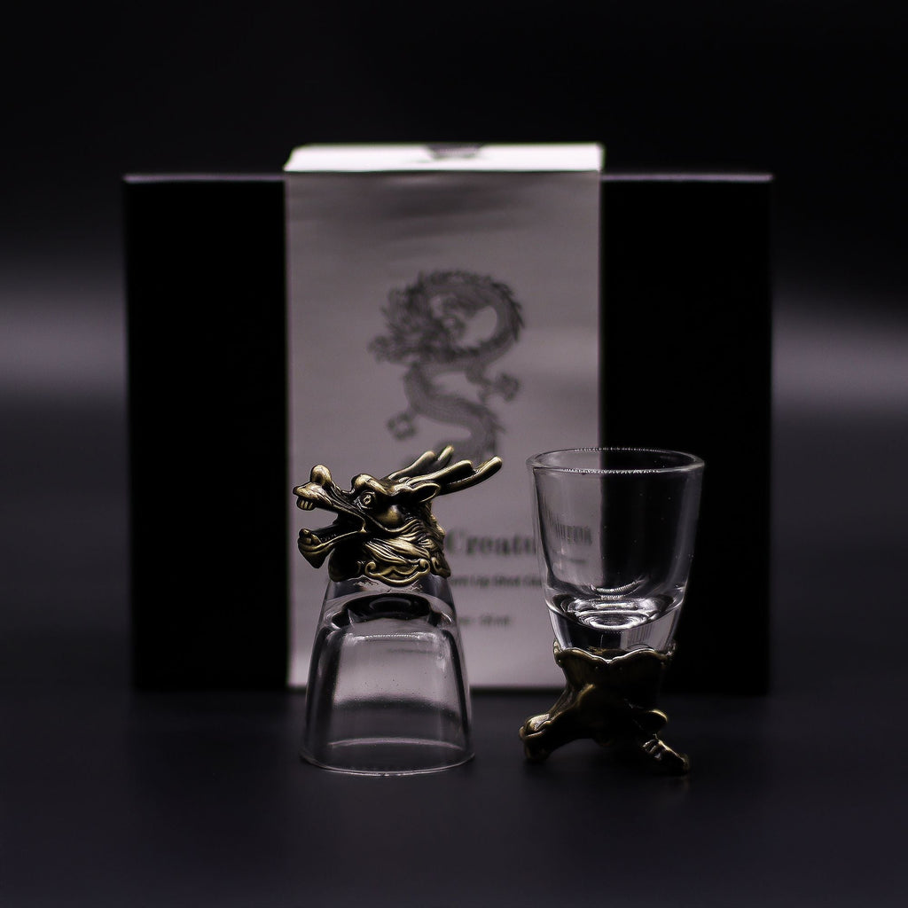 Gift Set of 6 Shot Glasses (50ml) - Mystical Creatures - Antique Bronze